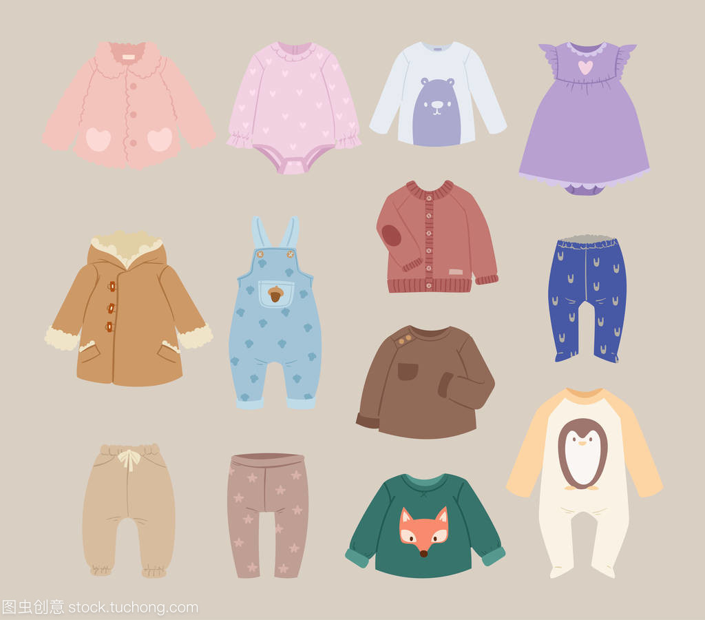 婴儿婴儿儿童衣服矢量